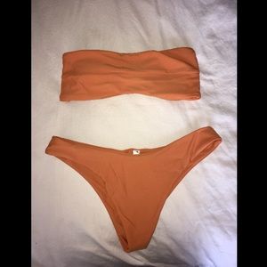 Orange bandeau bikini